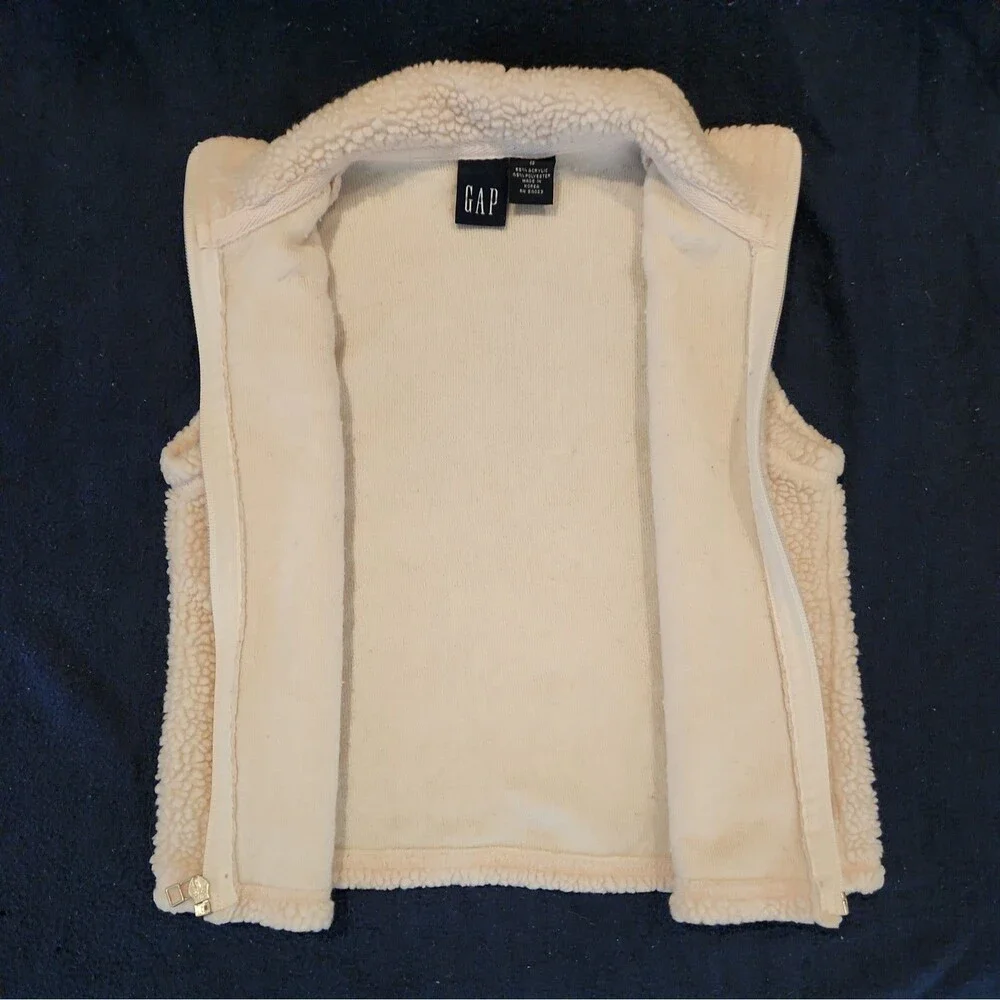 GAP Light Pink Fleece Vest Kids Small Zip Front Sleeveless Collared No Pockets